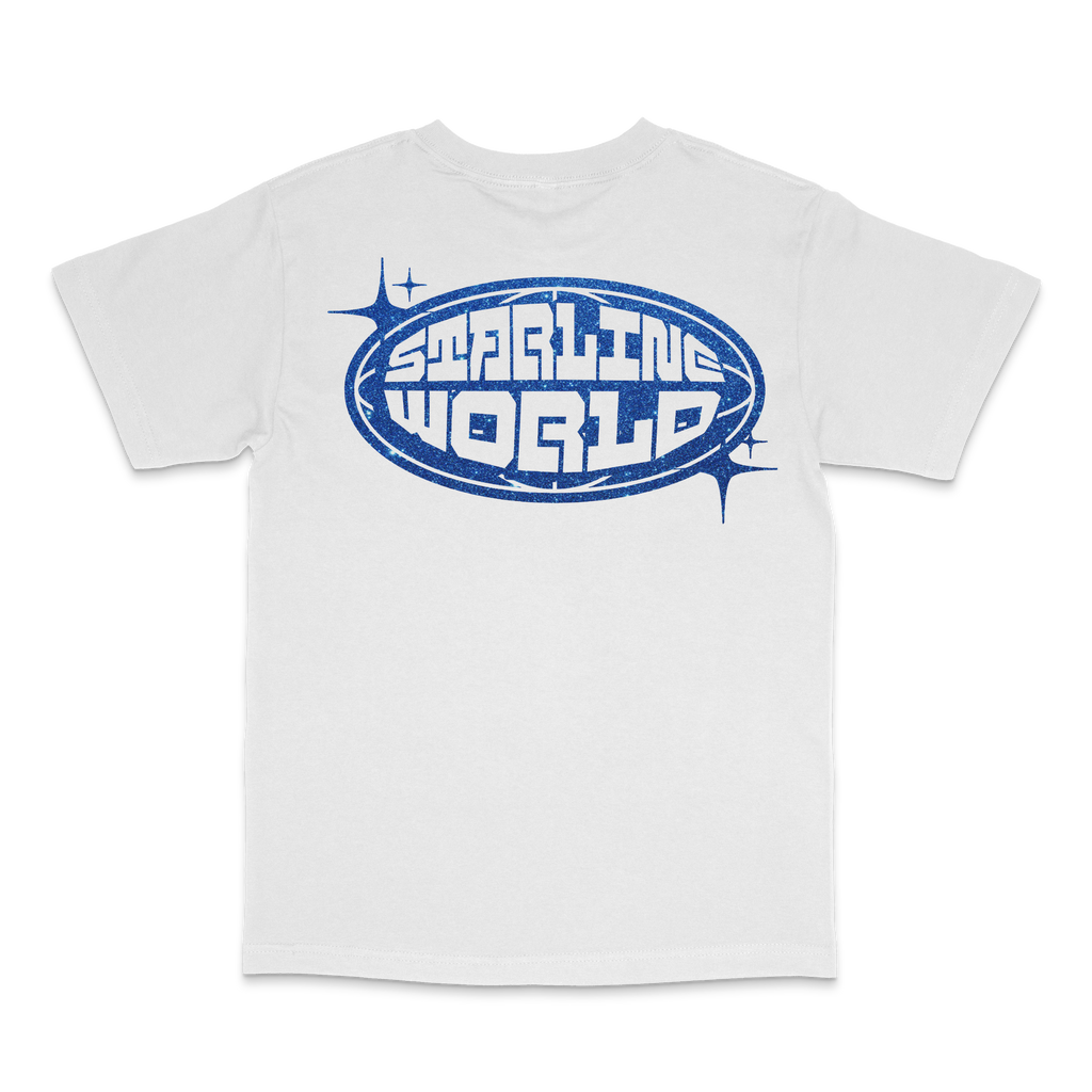 StarlineWorld (White-SPARKLY-Blue) Tee